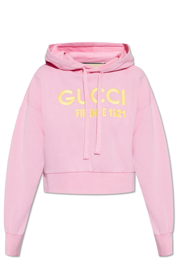 Pink Cropped hoodie Gucci VbjdevelopmentsShops Germany GUCCI DENIM SHORTS WITH LOGO